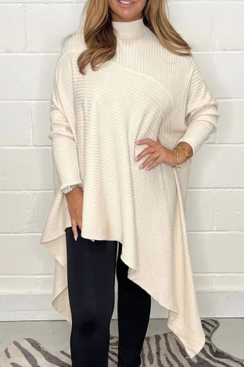 Daily Color Irregular Turtleneck Sweaters