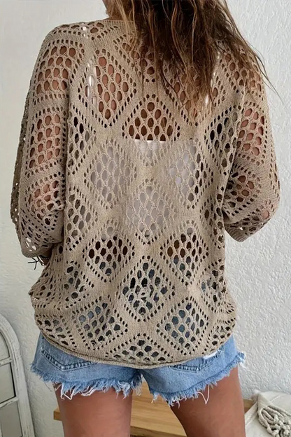 Daily Color Hollow Out V Neck Sweaters(5 Colors)