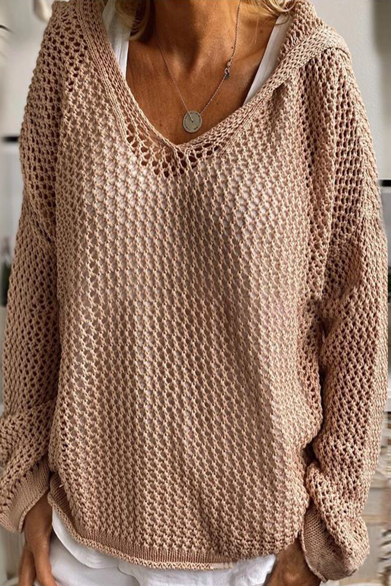 Daily Color Hollow Out Hooded Sweaters(6 Colors)