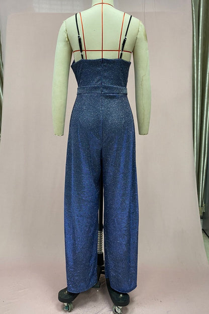 Color Backless V Neck Bodycon Jumpsuits