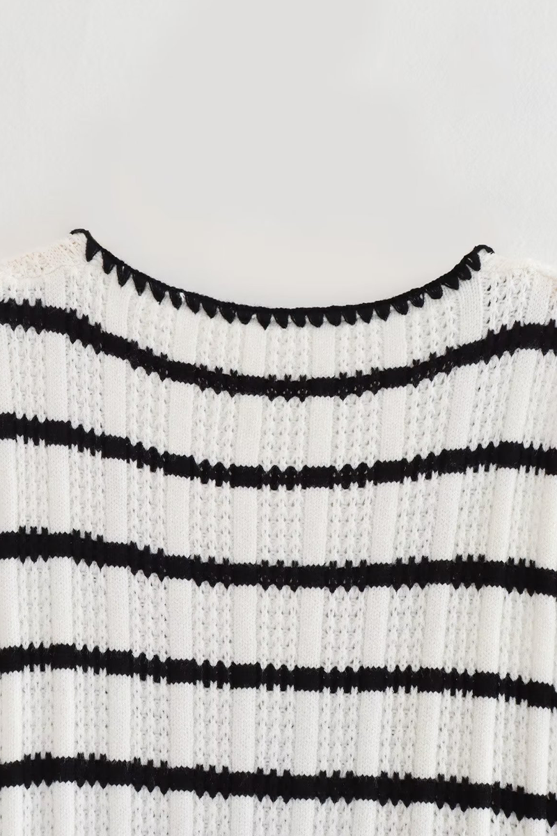 Street Stripe Lace Up Knit Contrast V Neck Sleeveless Two Pieces