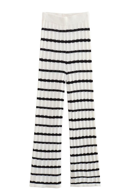Street Stripe Lace Up Knit Contrast V Neck Sleeveless Two Pieces