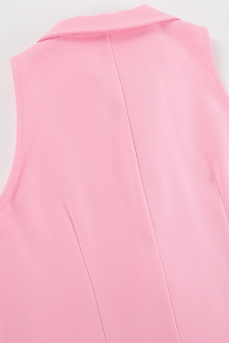 Celebrities Color Buckle Turndown Collar Pencil Skirt Dresses