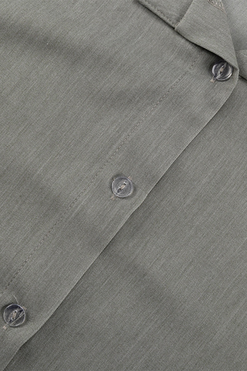 Daily Color Patchwork Turndown Collar Long Sleeve Two Pieces