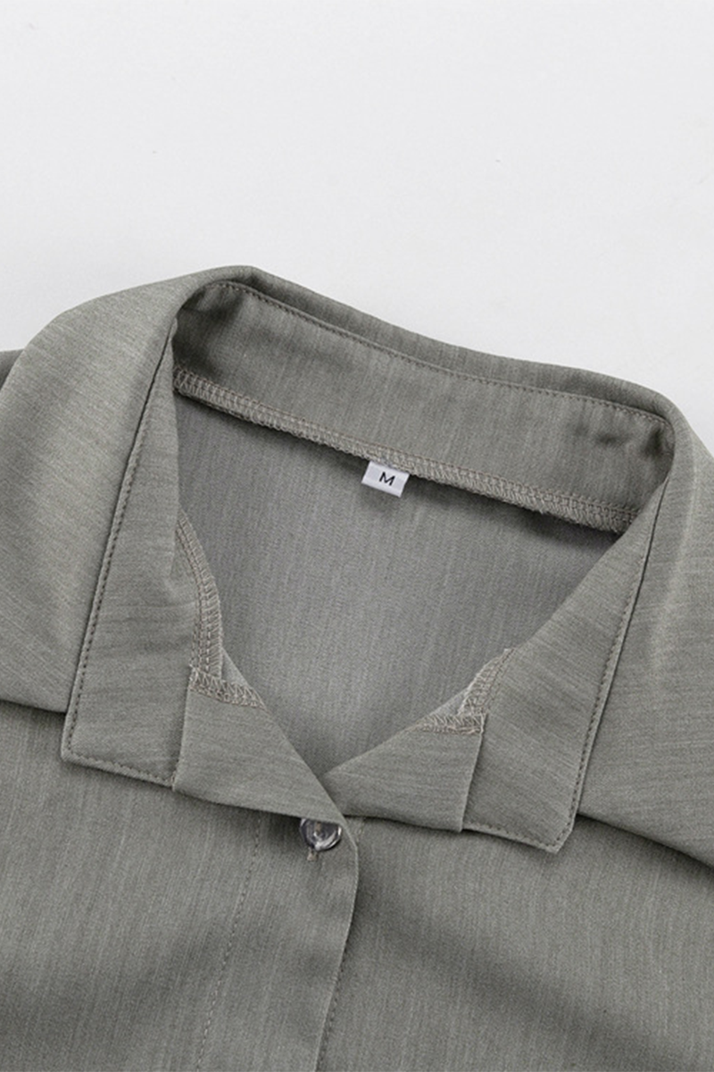 Daily Color Patchwork Turndown Collar Long Sleeve Two Pieces