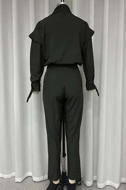 Street Color Pocket Turtleneck Long Sleeve Two Pieces
