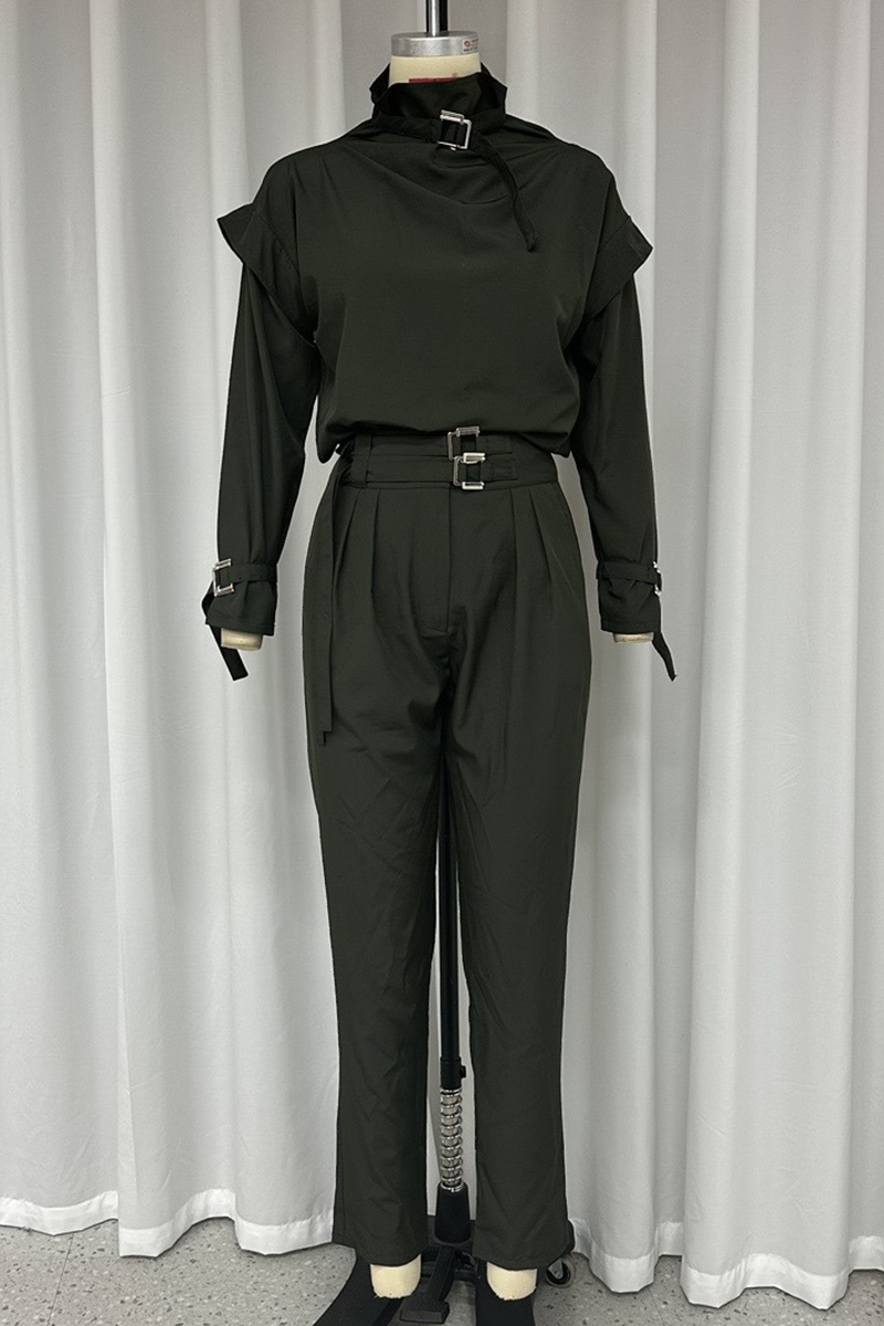 Street Color Pocket Turtleneck Long Sleeve Two Pieces