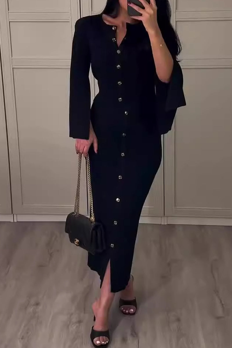 Daily Buckle O Neck Long Sleeve Two Pieces