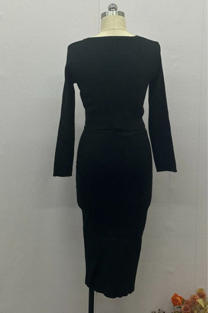 Daily Buckle O Neck Long Sleeve Two Pieces