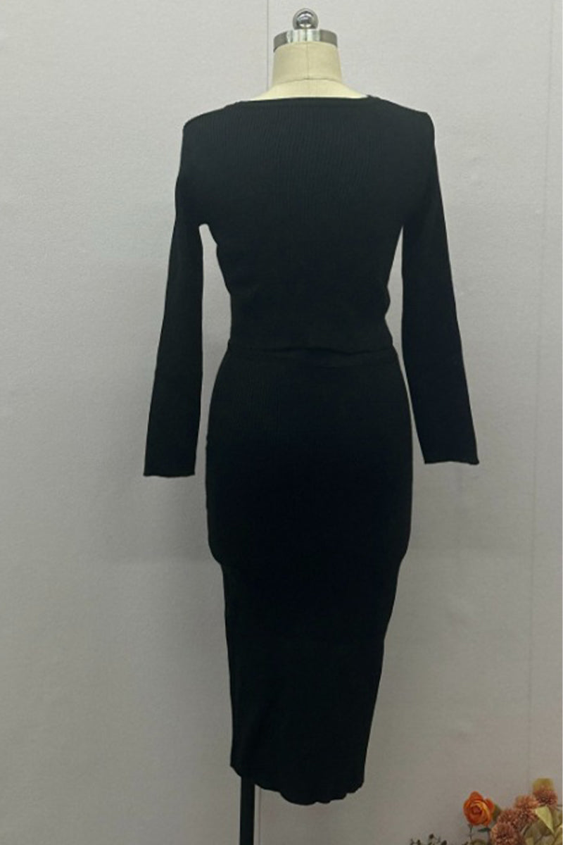 Daily Buckle O Neck Long Sleeve Two Pieces