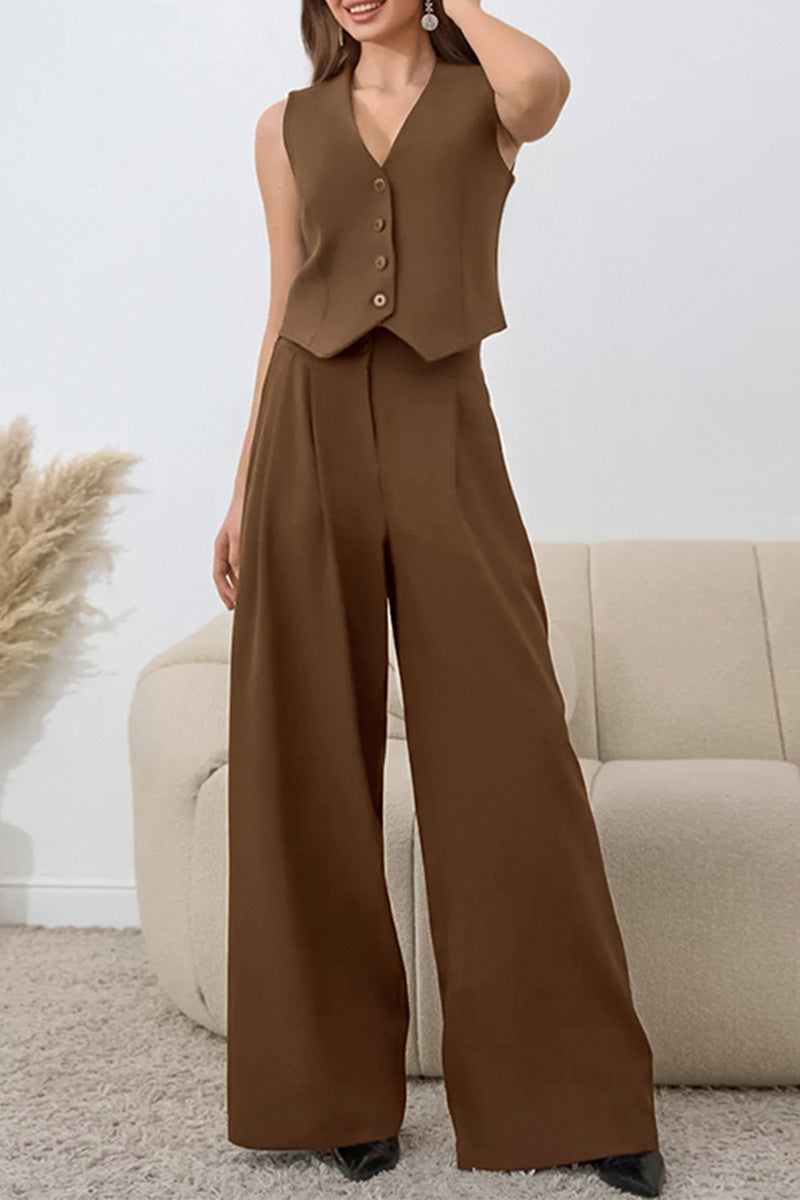 Daily Buckle Ruched V Neck Sleeveless Two Pieces