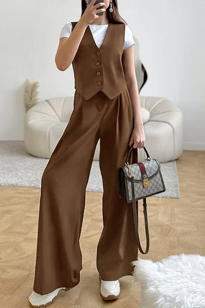Daily Buckle Ruched V Neck Sleeveless Two Pieces