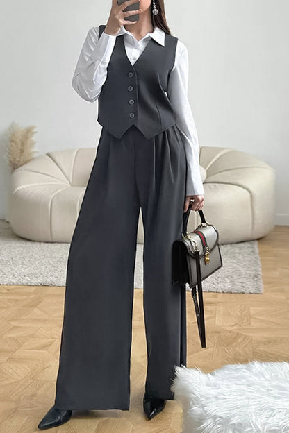 Daily Buckle Ruched V Neck Sleeveless Two Pieces