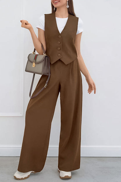 Daily Buckle Ruched V Neck Sleeveless Two Pieces