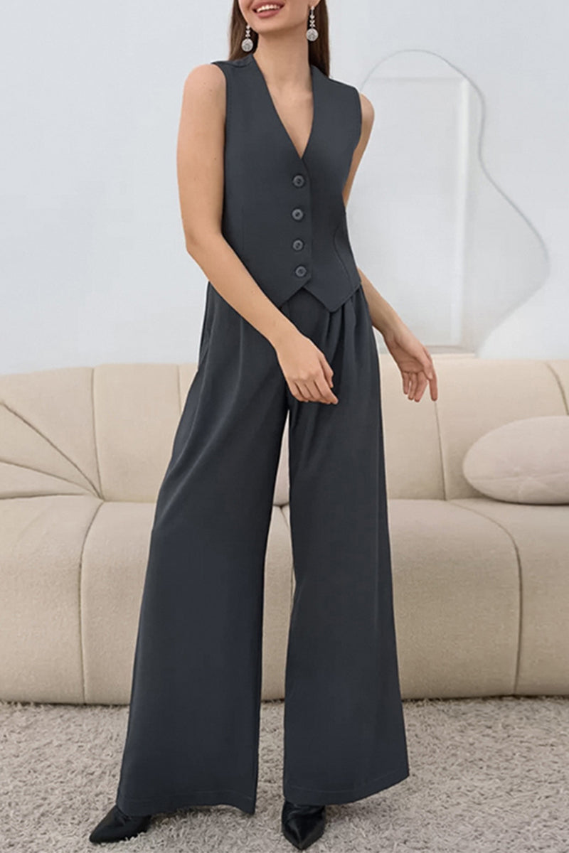 Daily Buckle Ruched V Neck Sleeveless Two Pieces