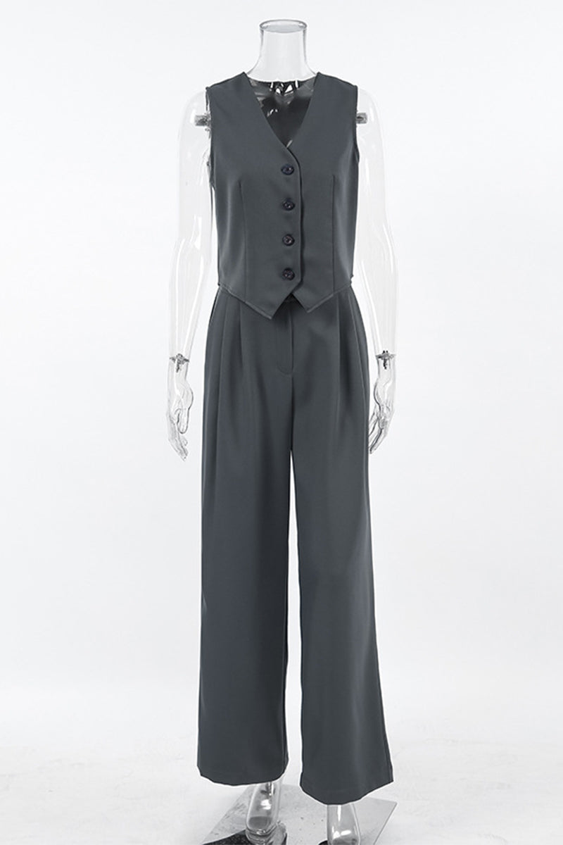 Daily Buckle Ruched V Neck Sleeveless Two Pieces