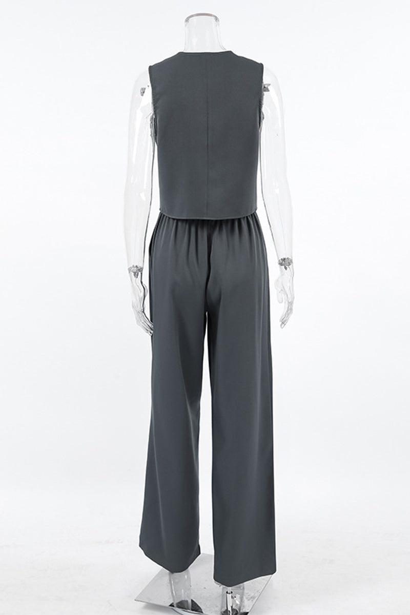 Daily Buckle Ruched V Neck Sleeveless Two Pieces