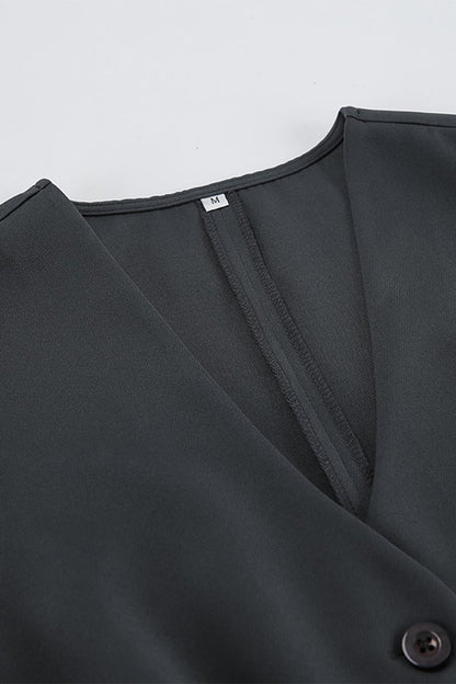 Daily Buckle Ruched V Neck Sleeveless Two Pieces