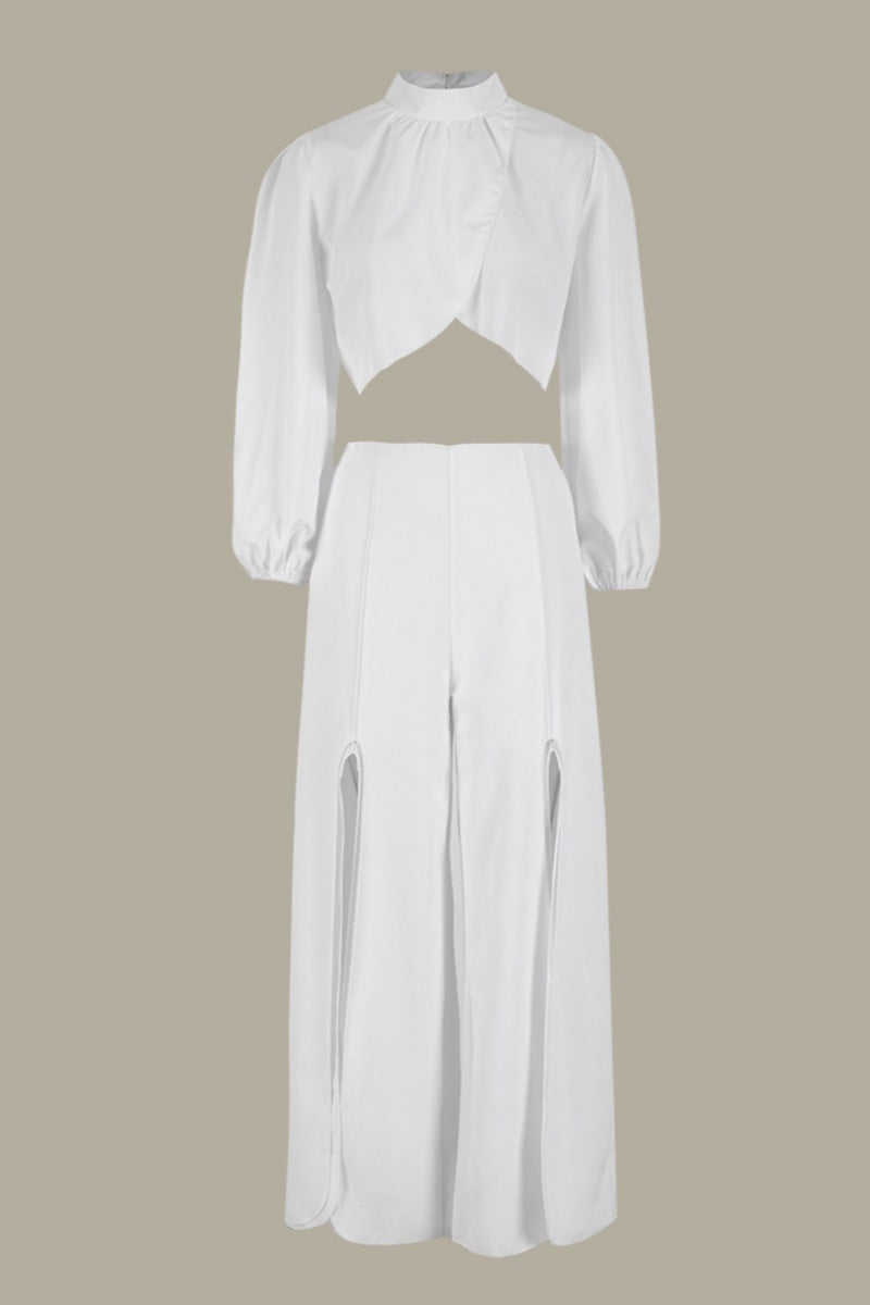 Color Slit Long Sleeve Two Pieces