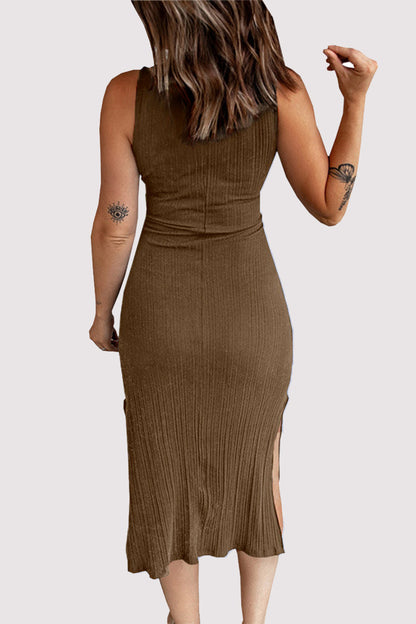 Color Hollow Out U Neck Wrapped Skirt Dresses(4 Colors)