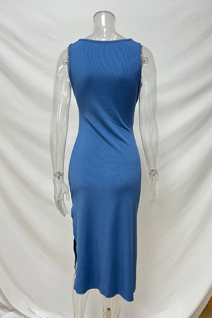 Color Hollow Out U Neck Wrapped Skirt Dresses(4 Colors)