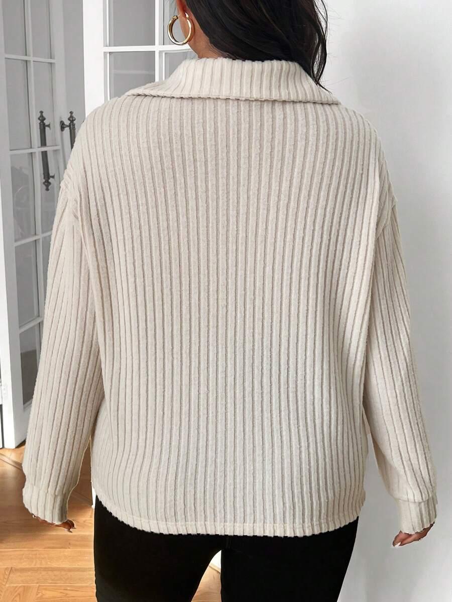 Fuzzy Collar Quarter Zip Cozy Sweater