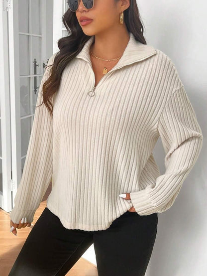 Fuzzy Collar Quarter Zip Cozy Sweater