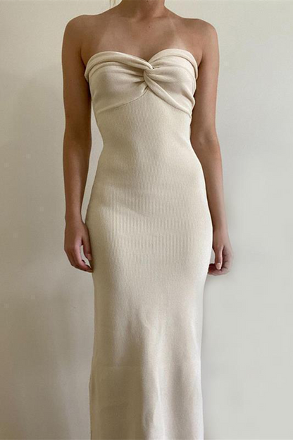 Color Backless Weave Strapless One Step Skirt Dresses(4 Colors)