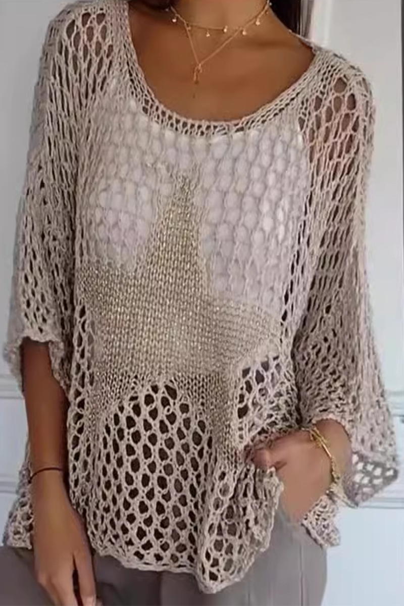 The Stars Hollow Out See-through U Neck Sweaters(8 Colors)