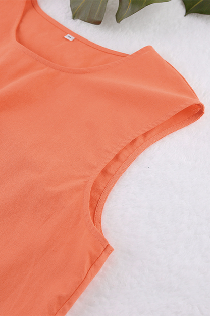 Daily Color Lace Up O Neck Sleeveless Two Pieces