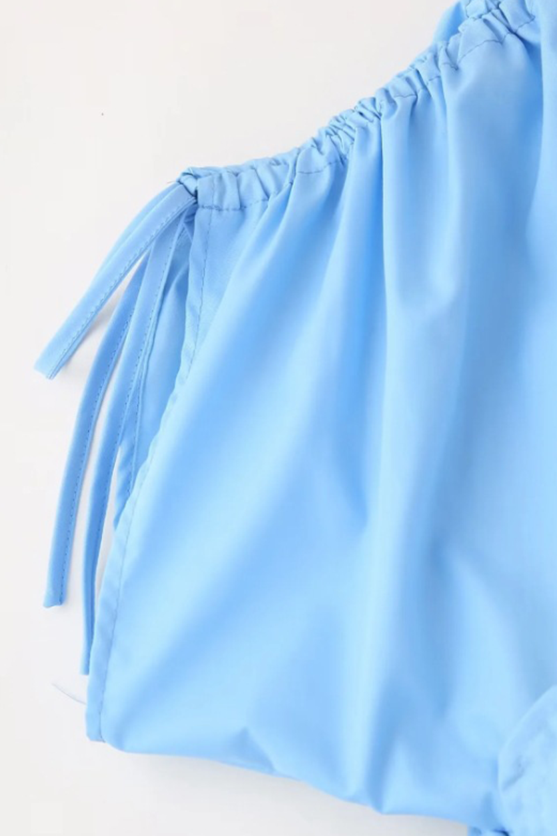Color Draw String Flower Shape V Neck Waist Skirt Dresses