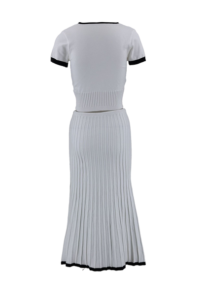 Celebrities Buckle Fold Contrast V Neck Short Sleeve Two Pieces
