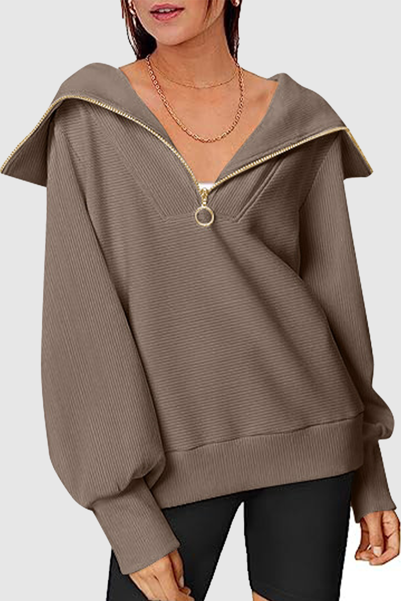 Street Color Zipper Turndown Collar Hoodies(6 Colors)