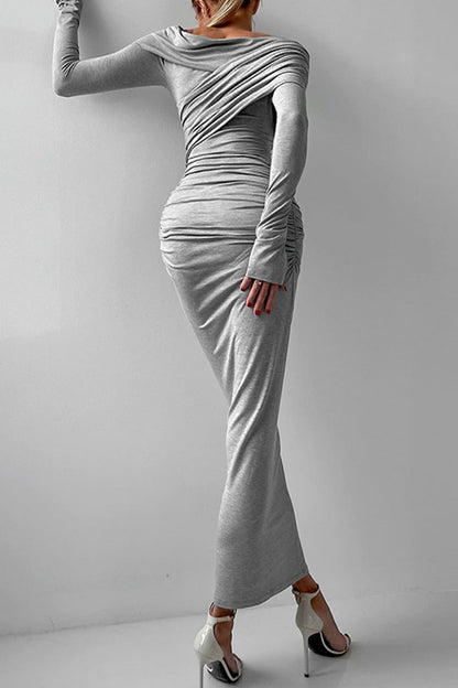 Ruched Irregular Off Shoulder Wrapped Skirt Dresses
