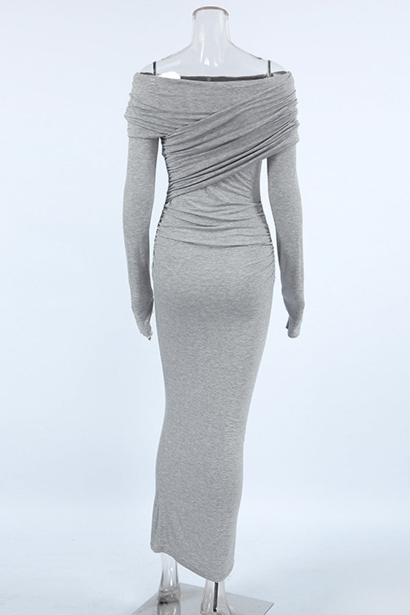 Ruched Irregular Off Shoulder Wrapped Skirt Dresses