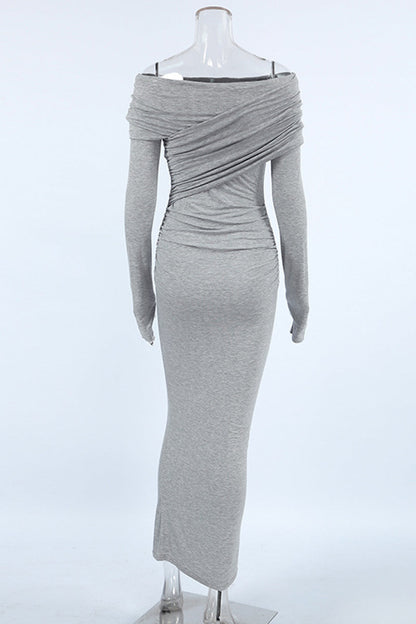 Ruched Irregular Off Shoulder Wrapped Skirt Dresses