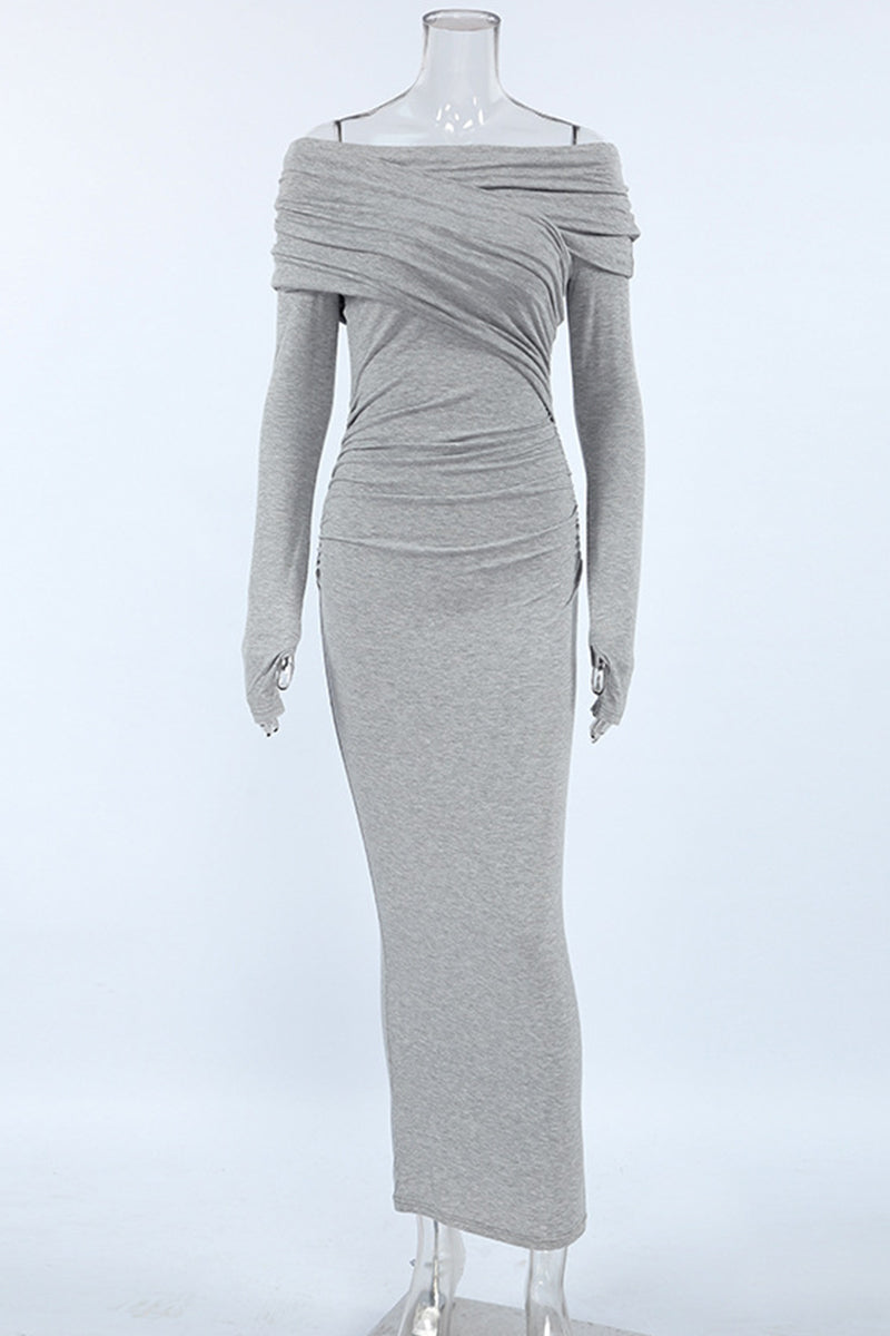 Ruched Irregular Off Shoulder Wrapped Skirt Dresses