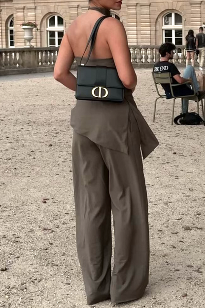 Backless Irregular Halter Sleeveless Two Pieces