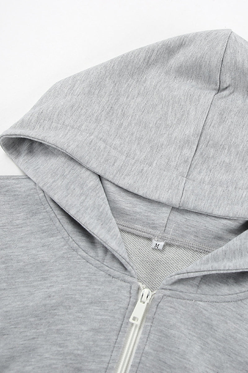 Sportswear Color Zipper Hooded Long Sleeve Two Pieces