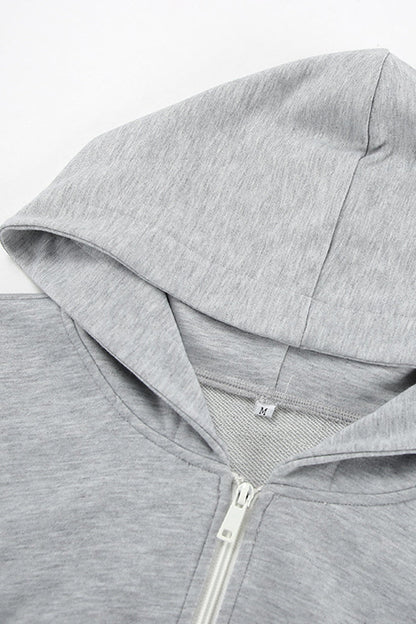 Sportswear Color Zipper Hooded Long Sleeve Two Pieces