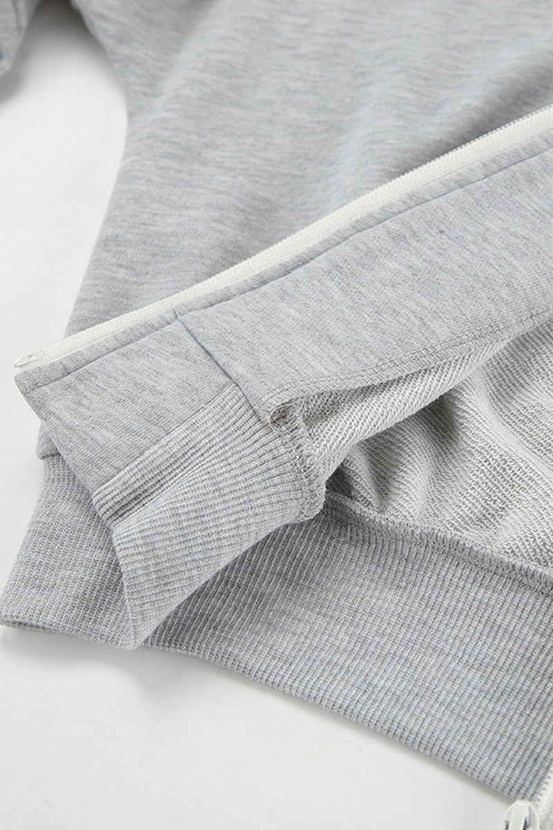Sportswear Color Zipper Hooded Long Sleeve Two Pieces