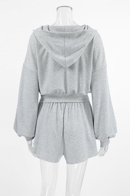 Sportswear Color Zipper Hooded Long Sleeve Two Pieces