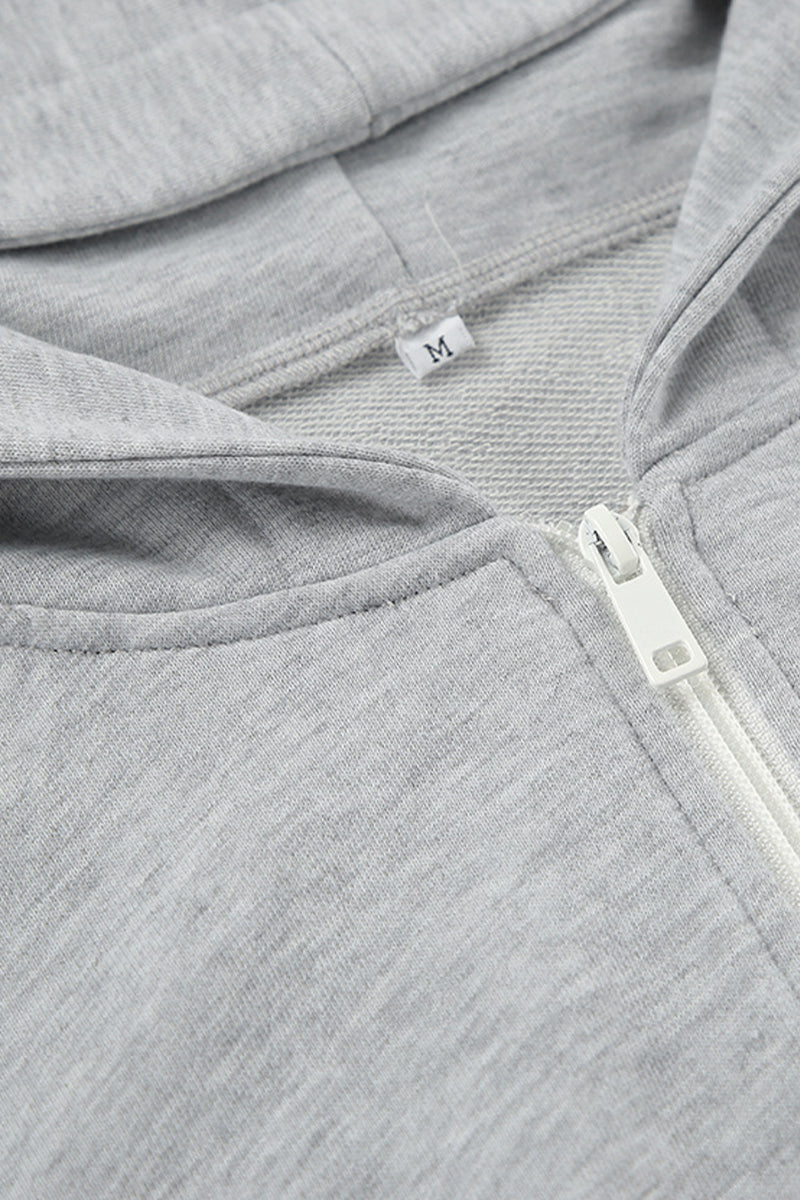 Sportswear Color Zipper Hooded Long Sleeve Two Pieces