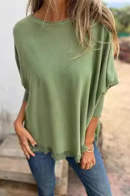 Color Stringy Selvedge O Neck Sweaters(8 Colors)