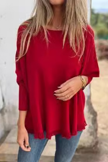 Color Stringy Selvedge O Neck Sweaters(8 Colors)