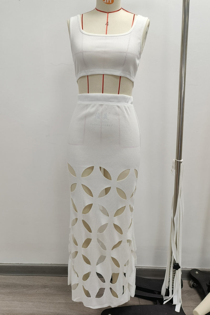 Hollow Out Backless Square Neck Sleeveless Two Pieces
