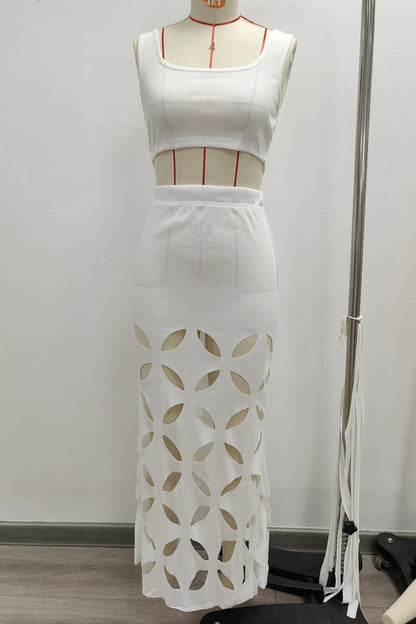 Hollow Out Backless Square Neck Sleeveless Two Pieces