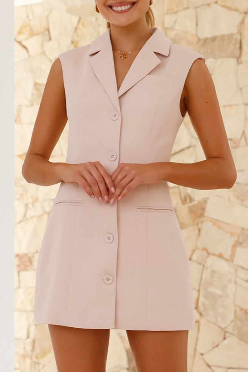 Color Pocket Buckle Wrapped Skirt Dresses(4 Colors)