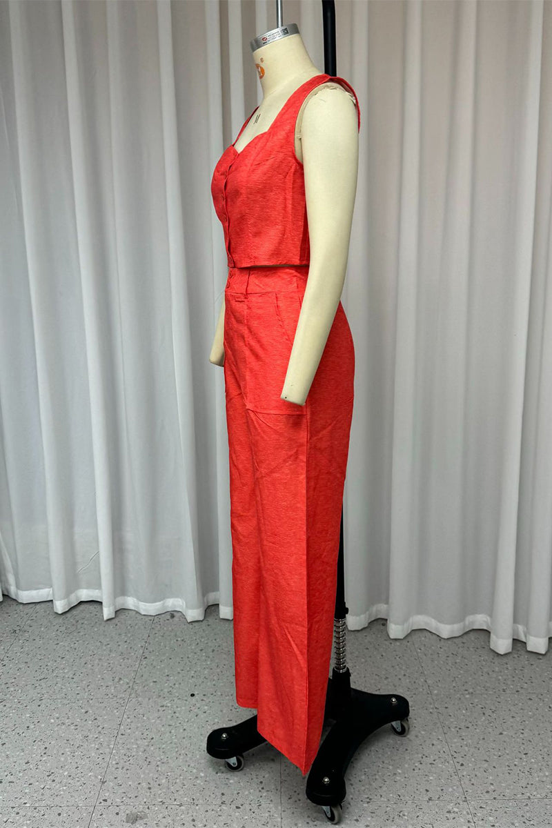 Daily Buttons Square Neck Sleeveless Two Pieces