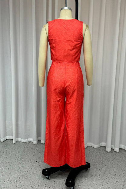 Daily Buttons Square Neck Sleeveless Two Pieces